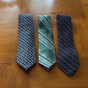 Joseph & Feiss Silk Handmade Men’s Neckties Set of 3 Striped Geometric Waves